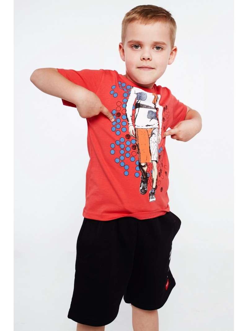 Boy\'s T-shirt with an application, red NDZ4463 - Online store - Boutique